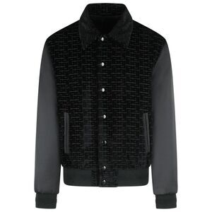 Balmain 'Monogram' Bomber Jacket In Cotton And Black Viscose Men